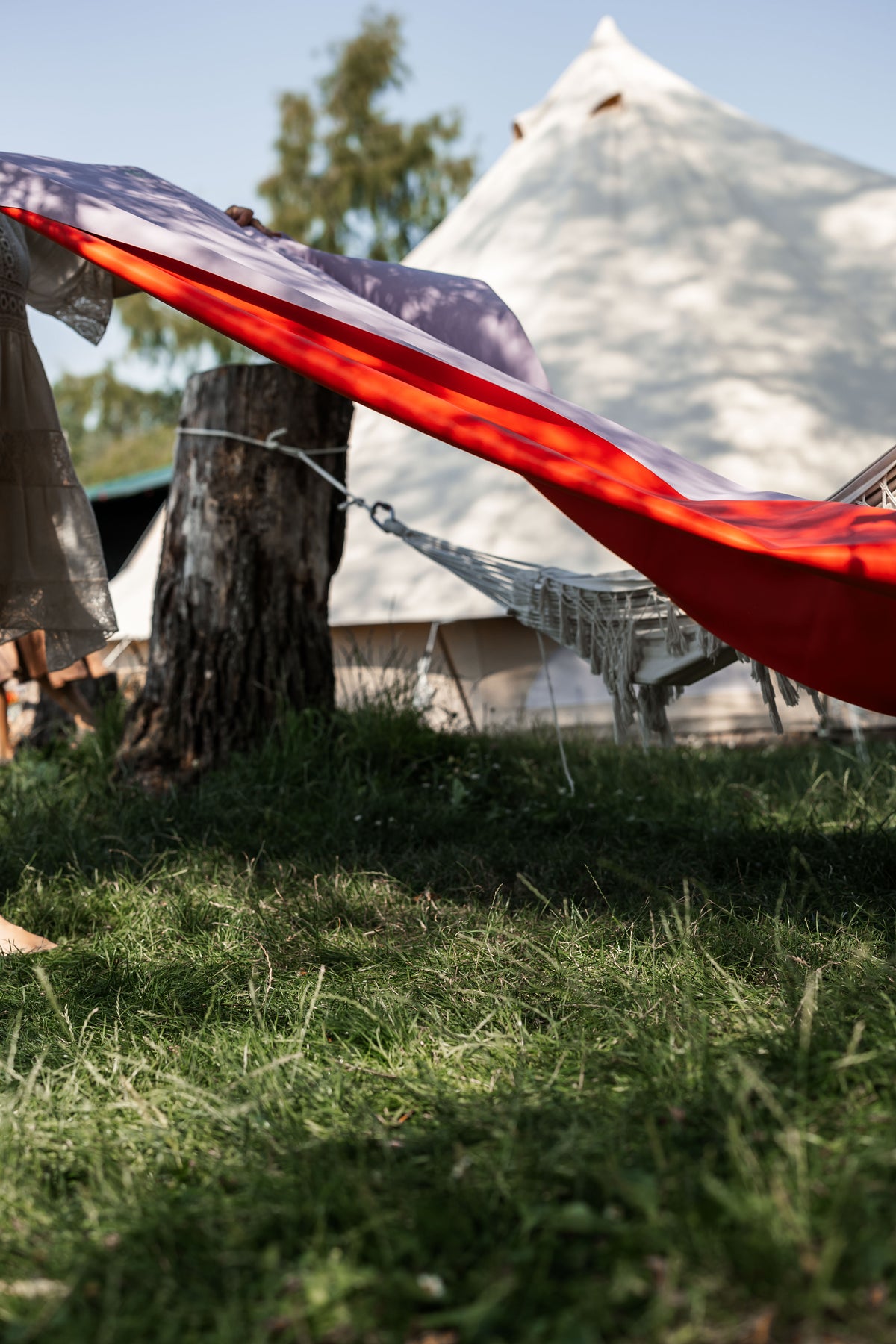 Studio Huske play mat — close-up of red reversible side showing mat flexibility