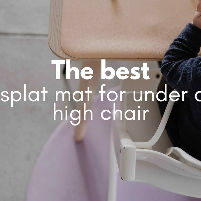 Studio Huske Roam Mat under a high chair — silicone leather splat mat, wipeable and non-slip