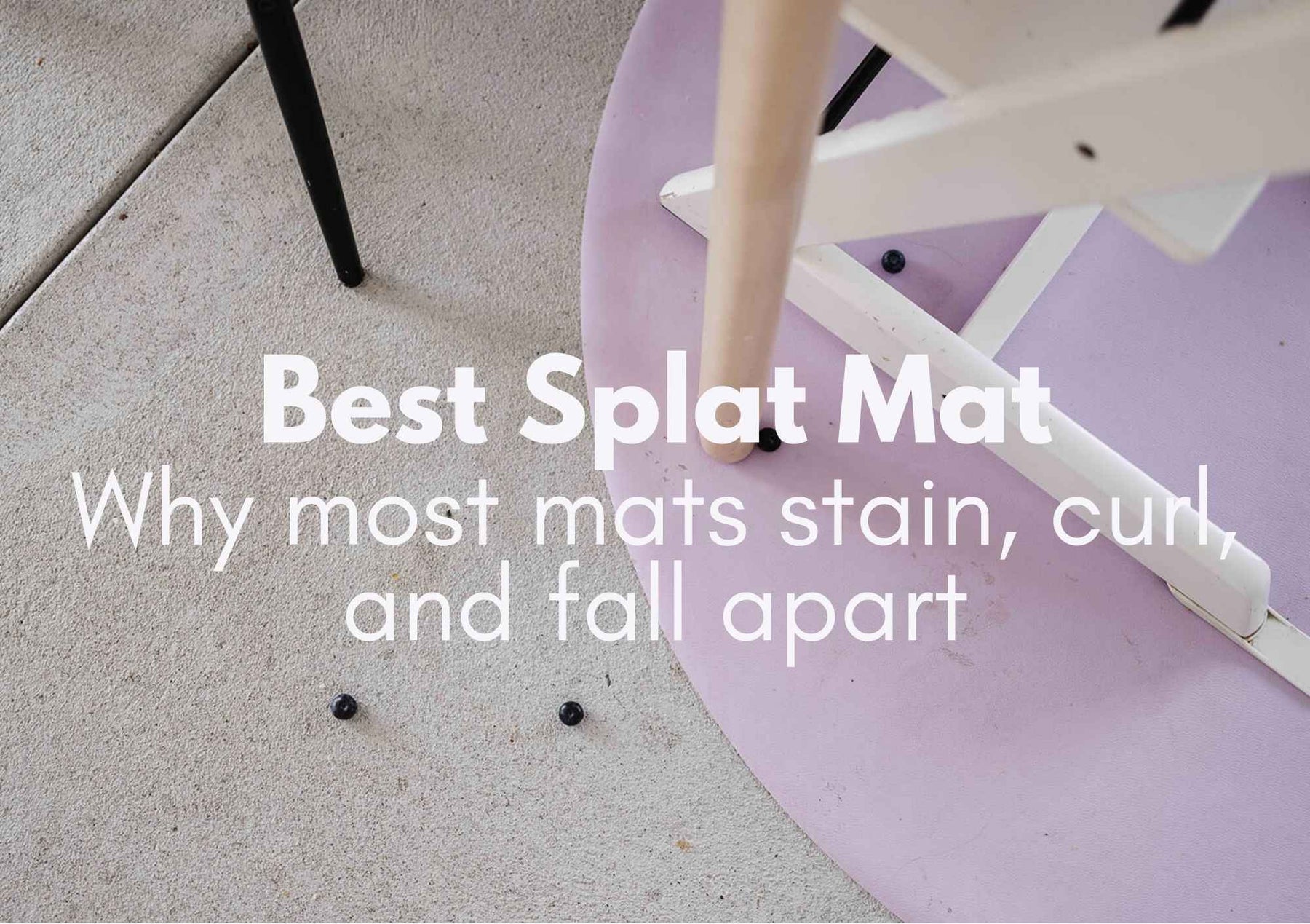 Studio Huske silicone leather splat mat showing non-porous wipe clean surface in use as a high chair splat mat