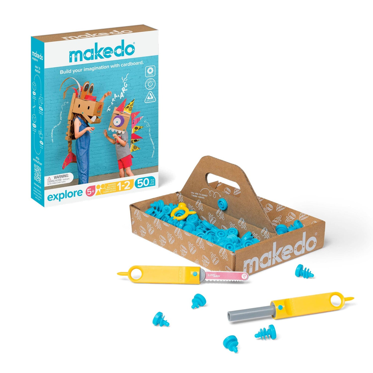 Makedo Cardboard Build Kit, connectors and tools included