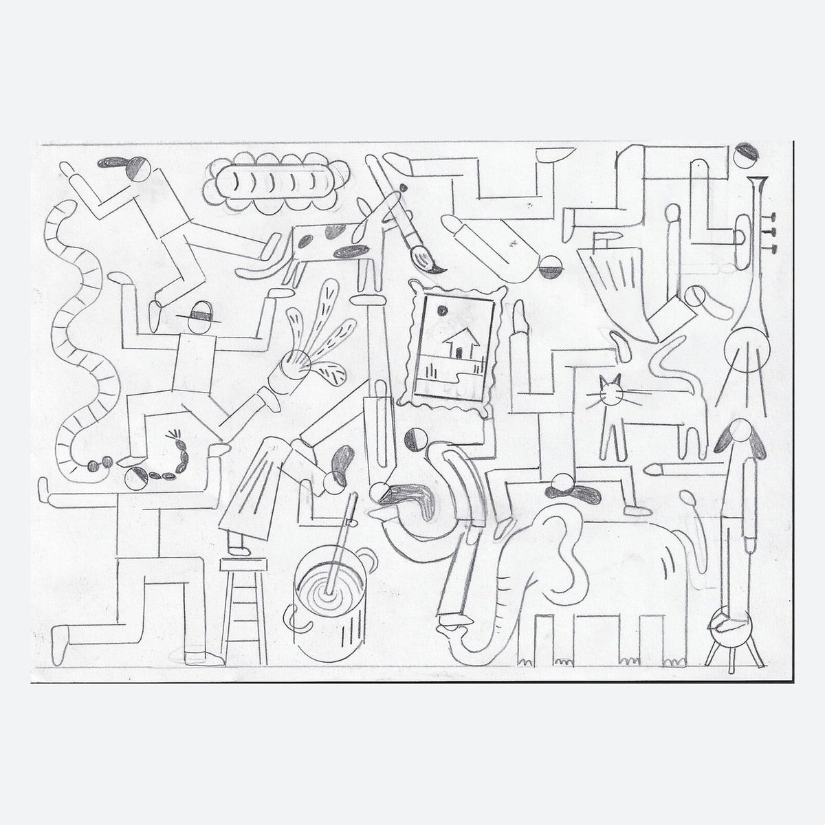 Esquisse originale au crayon de Clara San Millán pour l'illustration Ta-chán!
