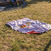 Gallivant XL Lilac/Red silicone family picnic mat, lilac mat picnic spread dry grass sandbox children evening sun
