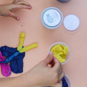 Roam Square Peach/Green silicone craft mat, small hands sculpting playdough