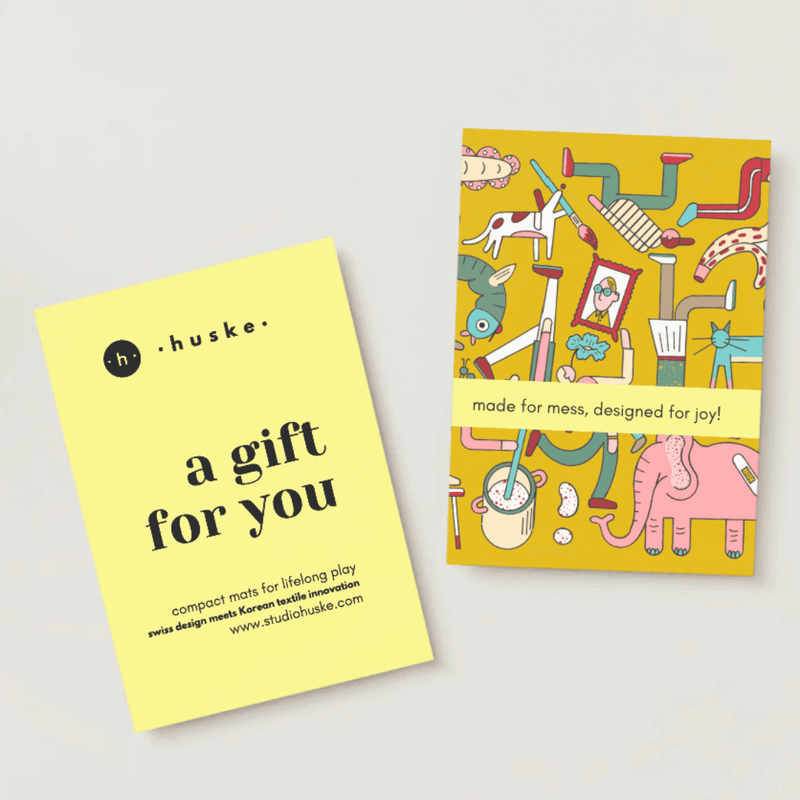 Digital gift card design with vibrant colors and playful illustrations for gifting joy.