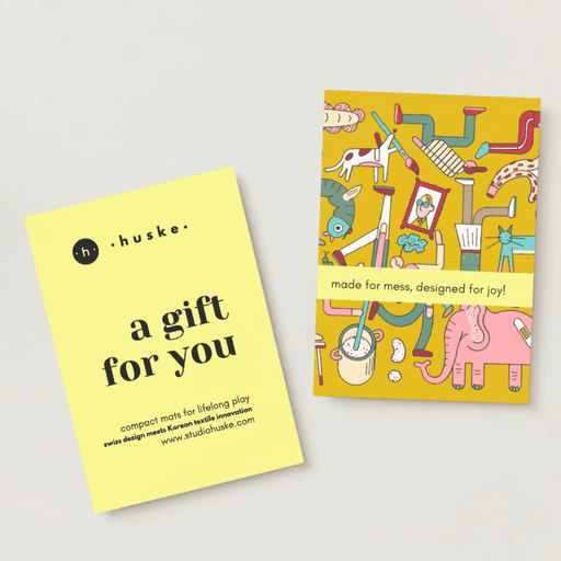 Digital gift card design with vibrant colors and playful illustrations for gifting joy.
