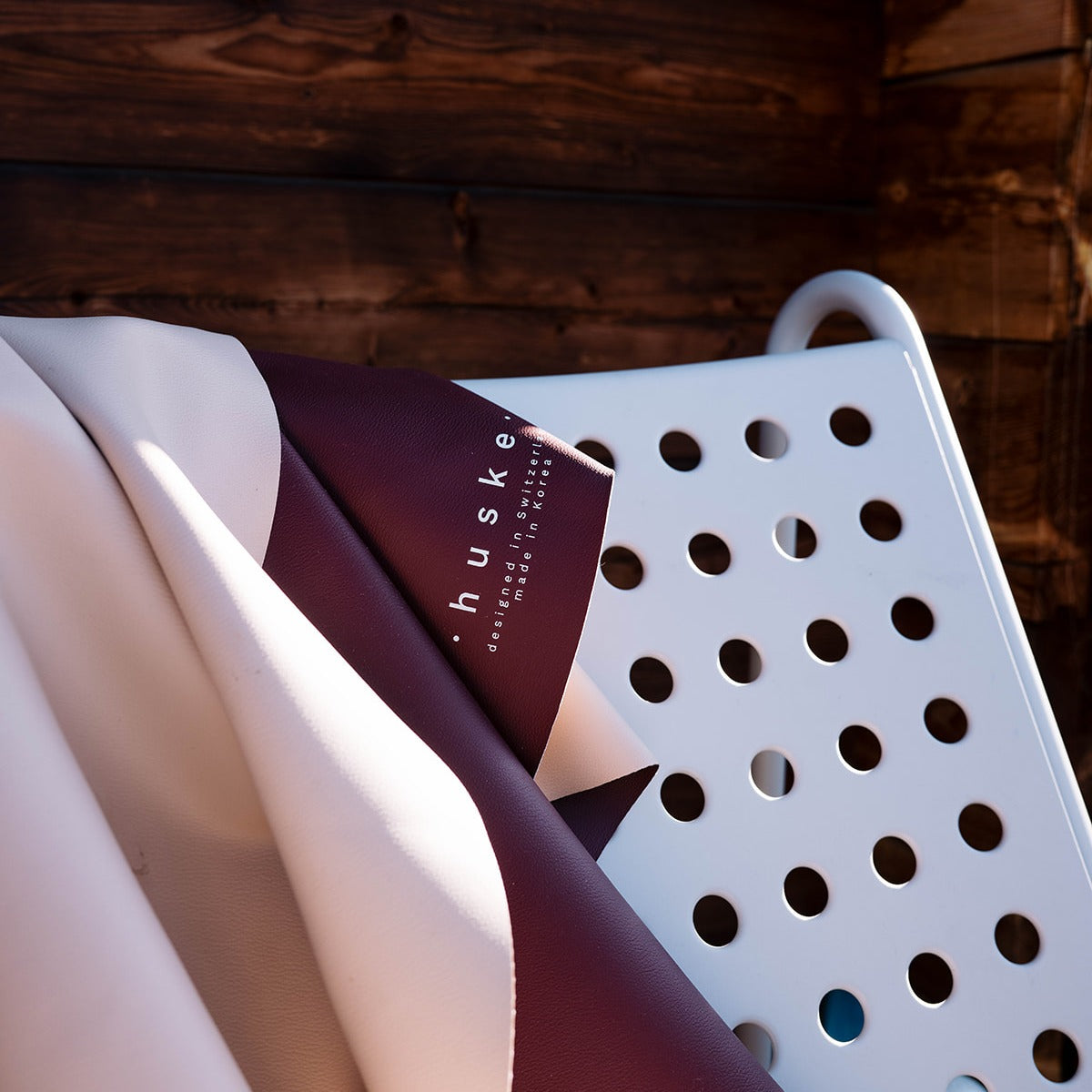 Gallivant XL silicone family picnic mat in Beige/Wine, real silicone leather texture with the wine face folded over