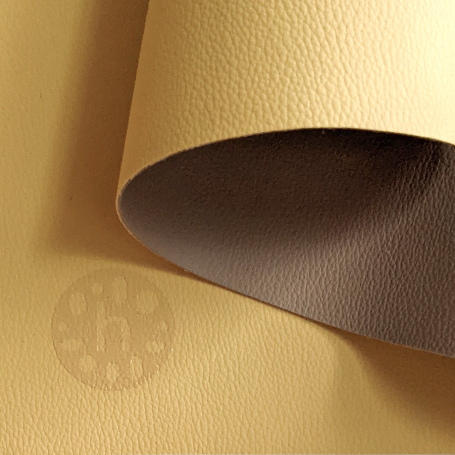 Roam Square silicone craft mat in Yellow/Mocca, real silicone leather texture with the reversible second colour folded over