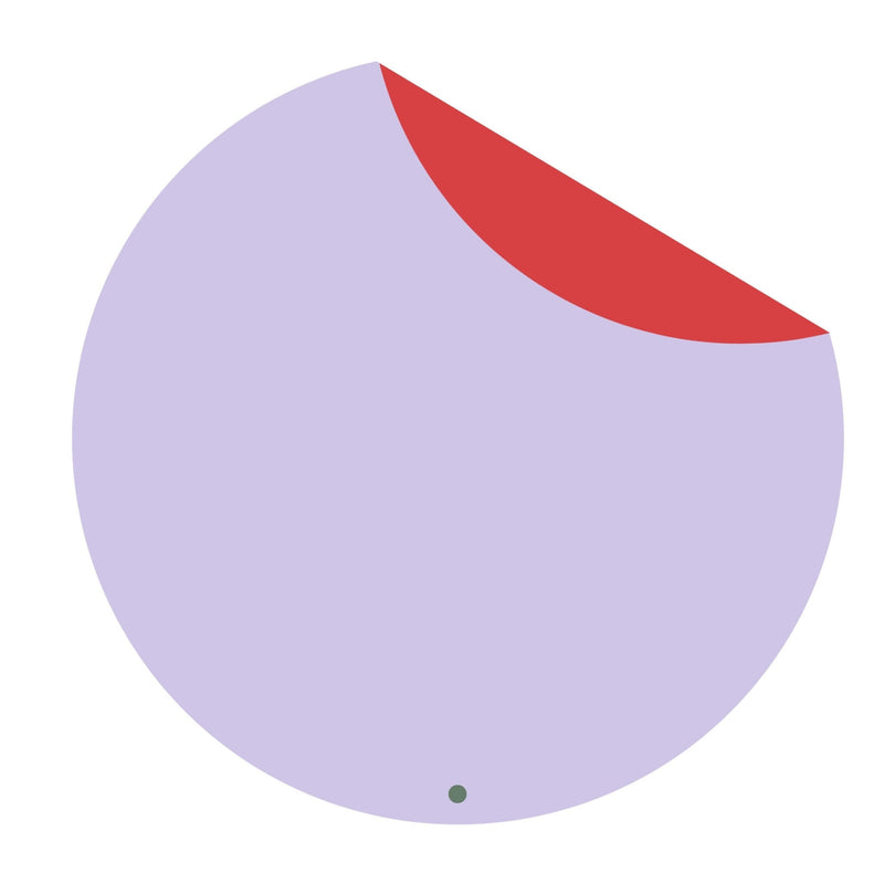 Silicone leather play mat, round Roam Mat (M) in soft purple with a red accent, designed for play and sensory activities.