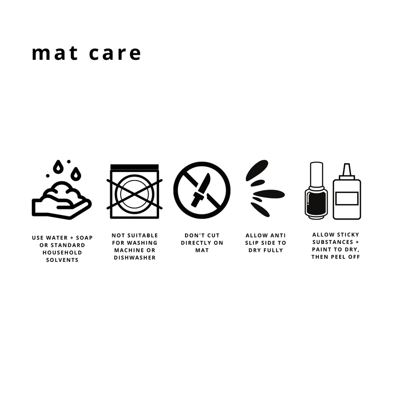 Mat care instructions for the vegan leather play mat, including cleaning and maintenance tips.
