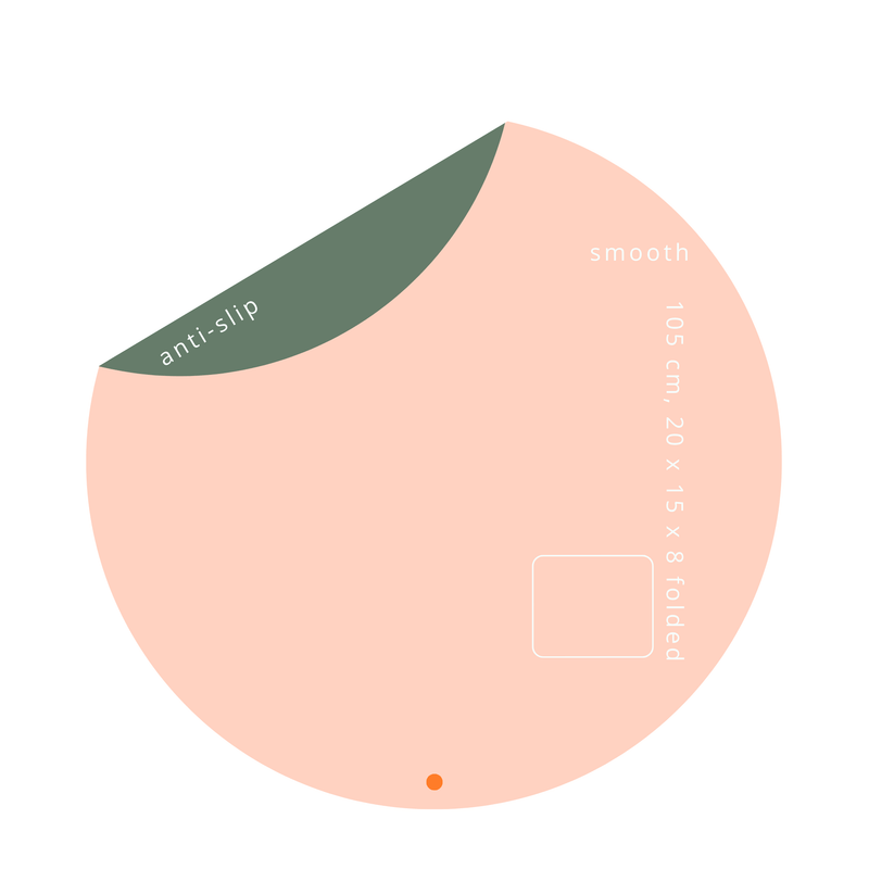 Silicone leather play mat Roam Mat round design with anti-slip texture and smooth surface for comfortable play.