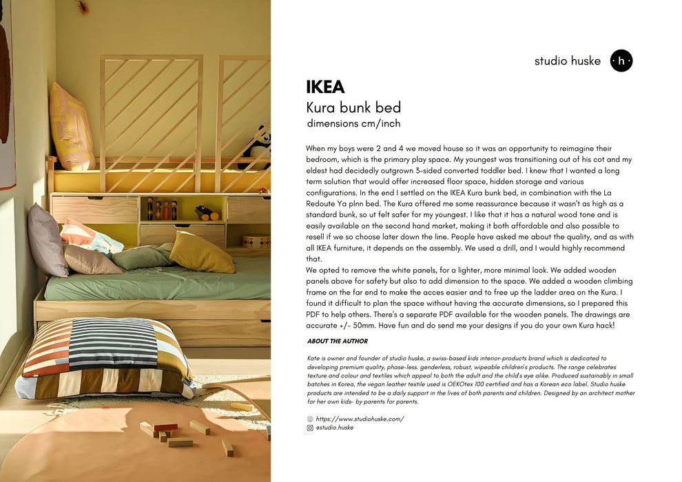 Ikea Kura Sibling Bed Hack and DIY- Plans with Dimensions (cm/in)- Print - studio huske - studio huske - studio huske - Digital Product - K101