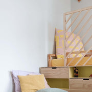 Ikea Kura bed hack DIY plans showing a transformed bunk bed with colorful bedding and stylish storage.