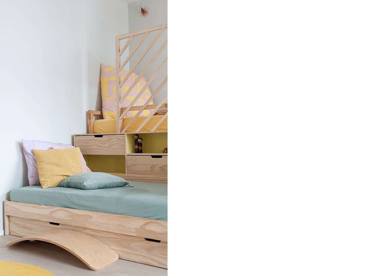 Ikea Kura bed hack DIY plans showcased in a stylish children's bedroom with modern decor and cozy bedding.