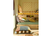 Ikea Kura bed hack DIY plans featuring a cozy bunk bed with colorful pillows and bedding.