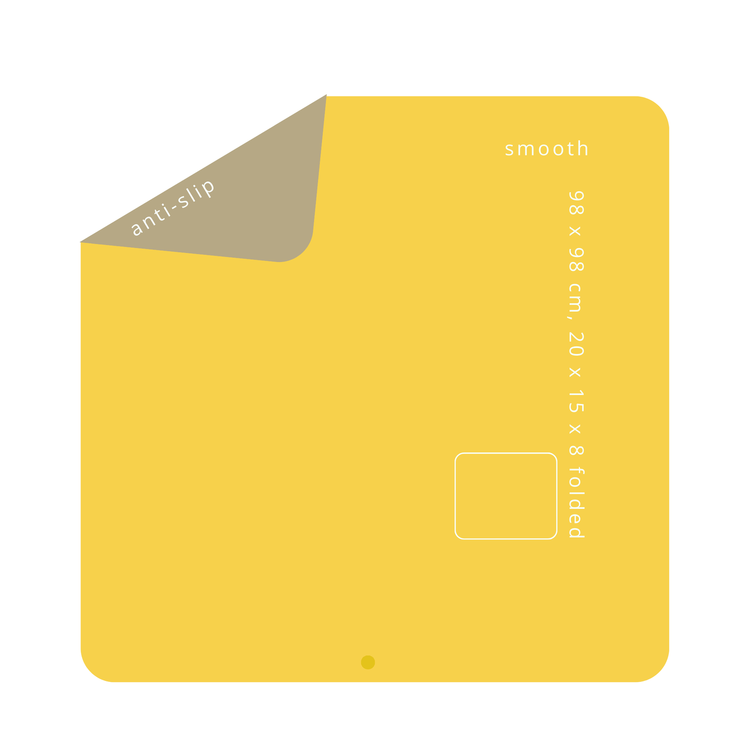 Roam Square Yellow/Mocca Silikonleder-Hochstuhlmatte, 98 x 98 cm, rutschfest, glatte Oberfläche, abwischbar Krabbelunterlage